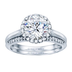 Sol102tt-14k White Gold Round Cut Halo Diamond Semi Mount Engagement Ring