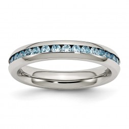 Stainless Steel Polished 4mm December Teal CZ Ring