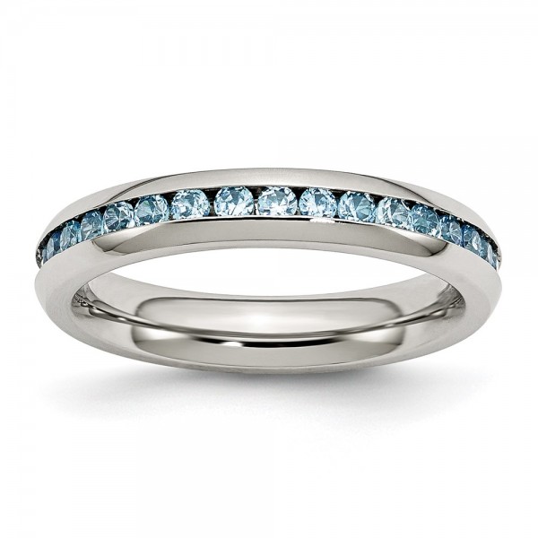Stainless Steel Polished 4mm December Teal CZ Ring