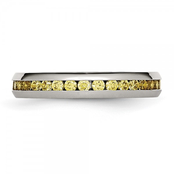 Stainless Steel Polished 4mm November Yellow CZ Ring