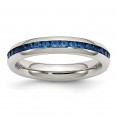 Stainless Steel Polished 4mm September Blue CZ Ring