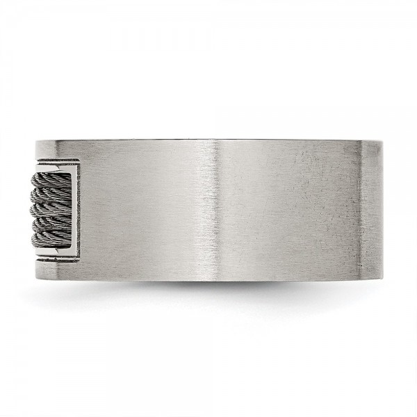 Stainless Steel Brushed w/Grey Cable Inlay 10mm Band