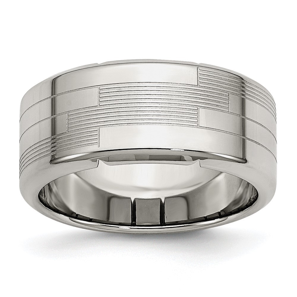 Stainless Steel Polished and Textured 10mm Band