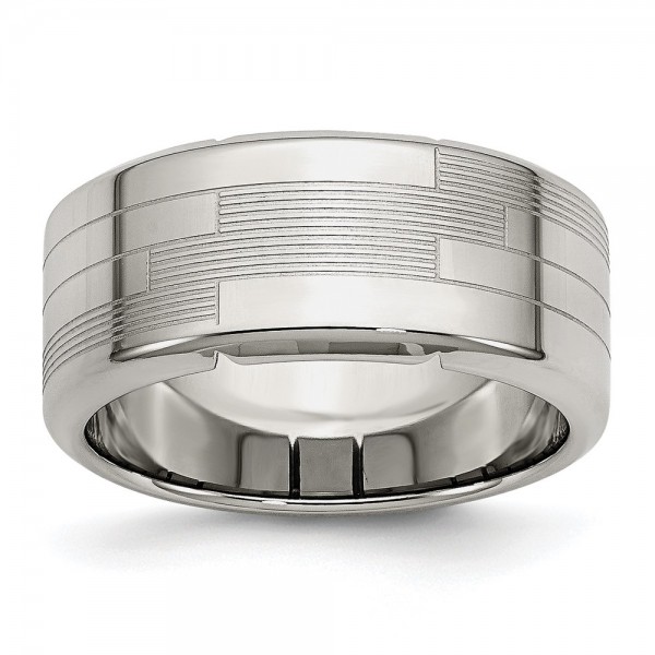 Stainless Steel Polished and Textured 10mm Band