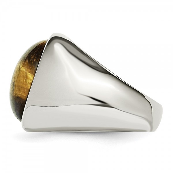 Stainless Steel Polished Tiger's Eye Ring
