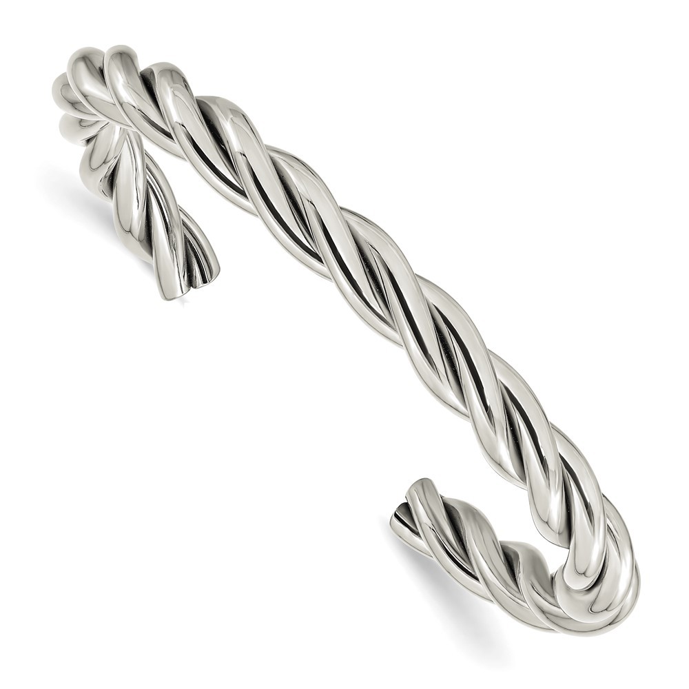 Stainless Steel Polished Twisted Cuff Bangle