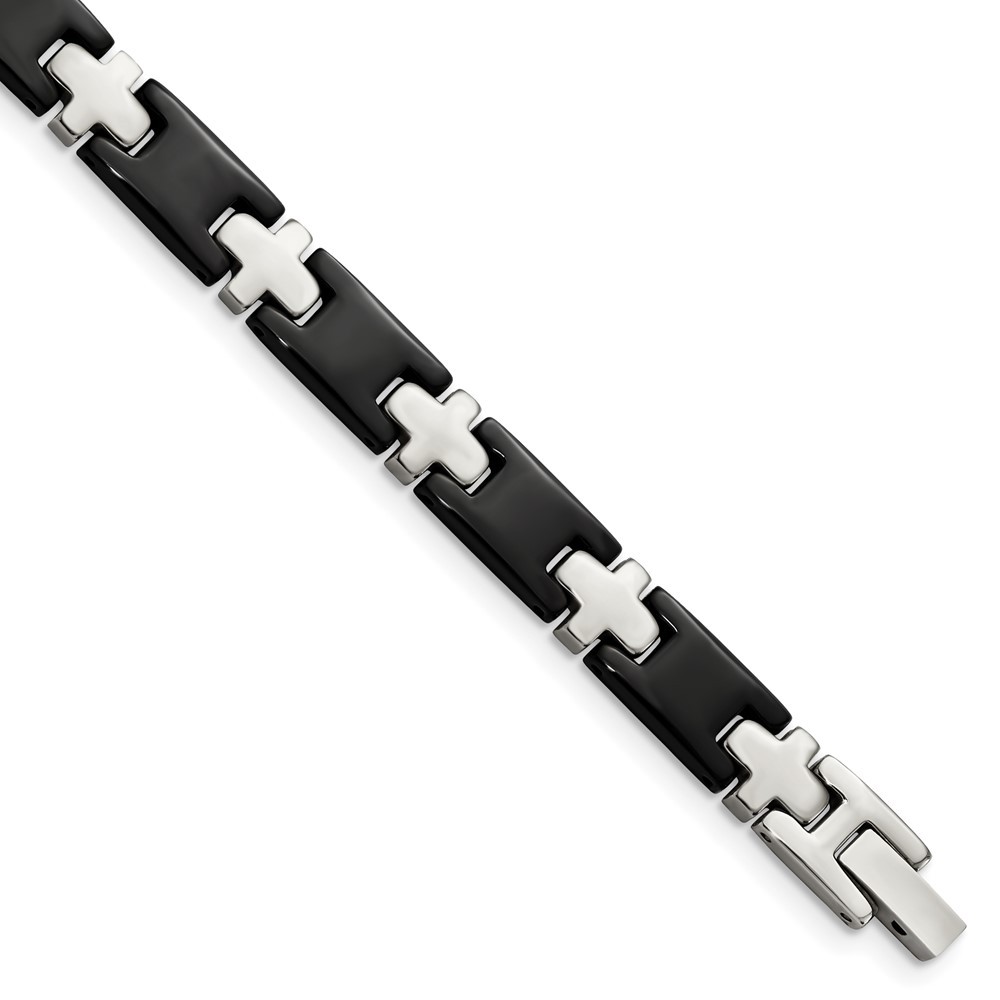 Stainless Steel Polished Black-plated 8in Bracelet