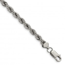 Stainless Steel Polished 6mm 9in Rope Bracelet