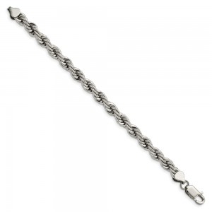 Stainless Steel Polished 7mm 9in Rope Bracelet
