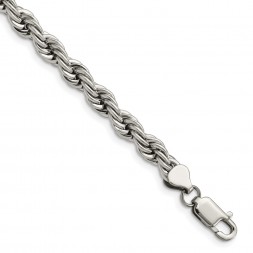 Stainless Steel Polished 7mm 9in Rope Bracelet