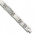 Stainless Steel Polished Grey Carbon Fiber Inlay 8.5in Bracelet