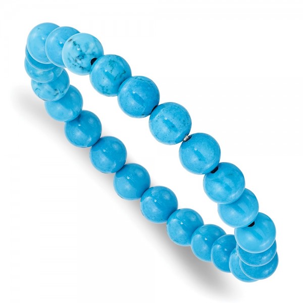 Dyed Howlite Turquoise Color Stretch Bracelet