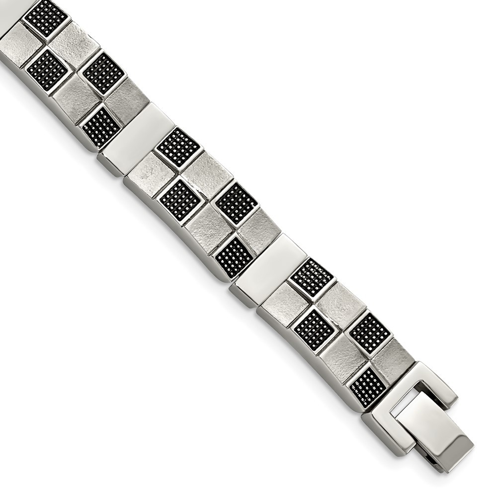 Stainless Steel Antiqued Brushed and Polished 8.25in Bracelet