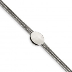 Stainless Steel Polished Oval 7.25in w/1.25in ext. Bracelet