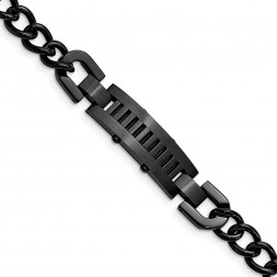 Stainless Steel Brushed and Polished Black IP-plated 8.25in Bracelet