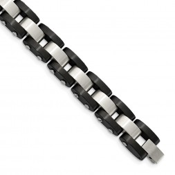 Stainless Steel Brushed Black IP-plated 8in Bracelet