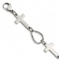 Stainless Steel Polished Cross 7.75in Bracelet
