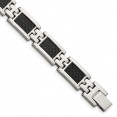 Stainless Steel Polished Black Carbon Fiber Inlay 9in Bracelet