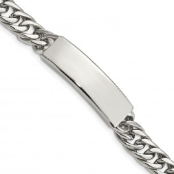 Stainless Steel Antiqued and Polished Curb Link 8.5in Bracelet