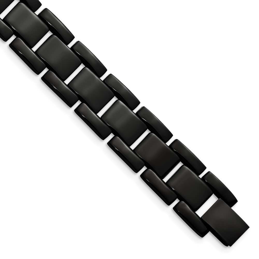 Stainless Steel Polished Black IP-plated 8.25in Bracelet