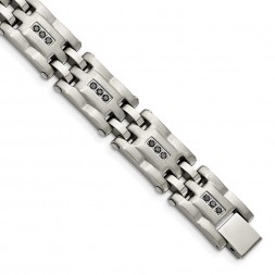 Stainless Steel Brushed and Polished 3/4ct tw. Diamond 8.5in Bracelet