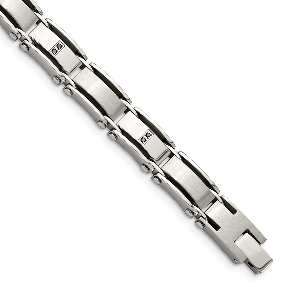 Stainless Steel Brushed and Polished 1/10ct tw. Diamond 8.25in Bracelet