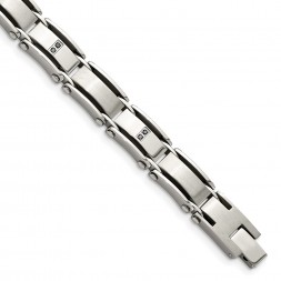 Stainless Steel Brushed and Polished 1/10ct tw. Diamond 8.25in Bracelet