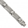Stainless Steel Antiqued and Matte 1/10ct.tw Black Diamond 9in Bracelet