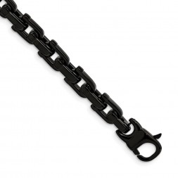 Stainless Steel Polished Black IP-plated 8.5in Fancy Link Bracelet