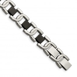 Stainless Steel Polished Black IP-plated 8in Bracelet