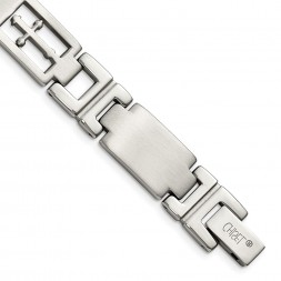 Stainless Steel Brushed and Polished Cross 8.25in Bracelet