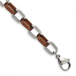 Stainless Steel Brushed Brown IP-plated 8.5in Bracelet