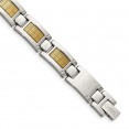 Stainless Steel 8.25in Polished with 18k Gold Foil Inlay Link Bracelet