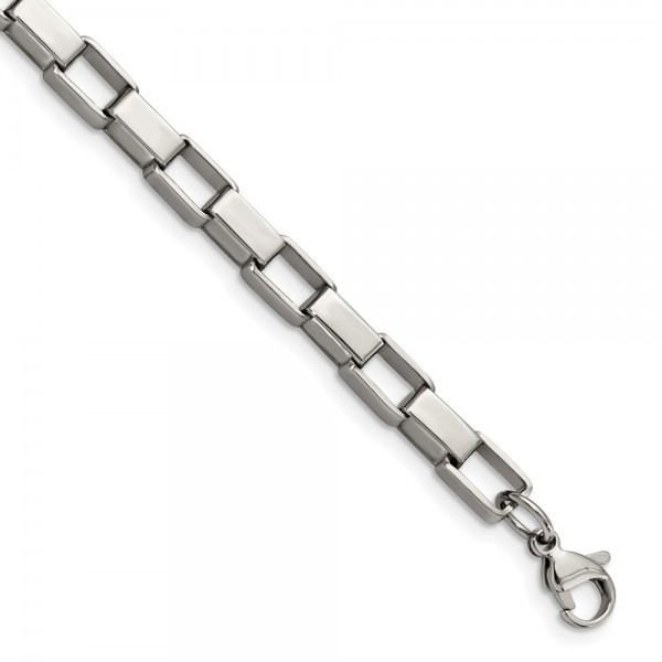 Stainless Steel Polished Square Link 8in Bracelet