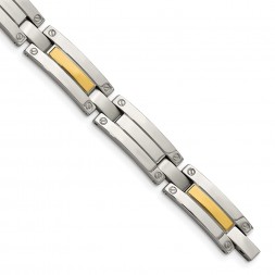 Stainless Steel with 14k Accent 8.5in Polished Link Bracelet