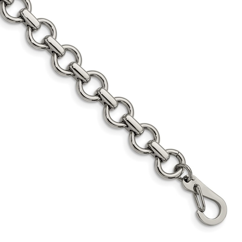 Stainless Steel Polished Circle Link 8.25in Bracelet