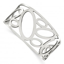 Stainless Steel Polished Ovals Cuff Bangle