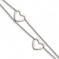 Stainless Steel Polished Hearts 7.5in Bracelet