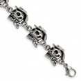 Stainless Steel Antiqued and Polished Pirates Skulls 8.5in Bracelet