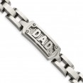 Stainless Steel 8.5in Polished and Textured DAD Bracelet