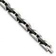 Stainless Steel Polished w/Black Ceramic 8.5in Bracelet