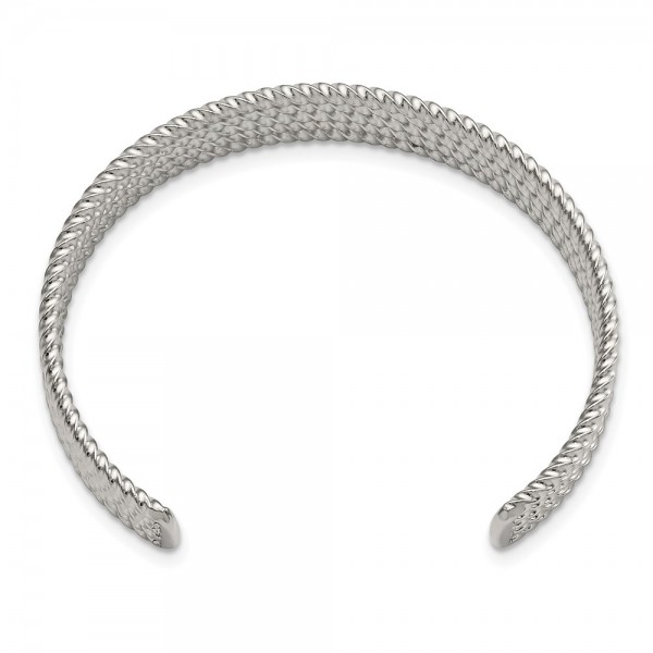 Stainless Steel Polished and Textured Cuff Bangle