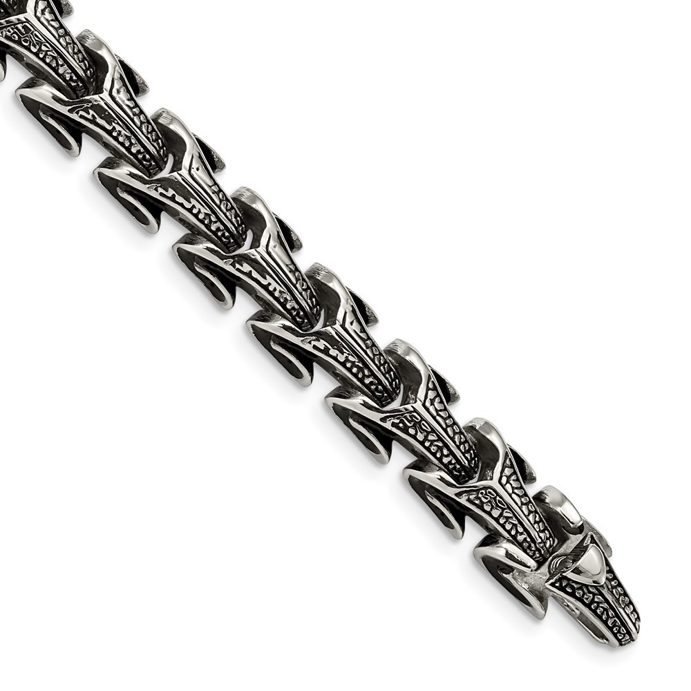 Stainless Steel Antiqued and Polished 8.5in Bracelet