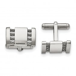 Stainless Steel Brushed and Polished w/Cable Cufflinks