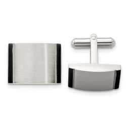 Stainless Steel Brushed with Black Acrylic Cufflinks