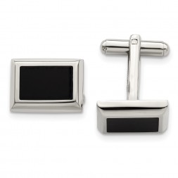 Stainless Steel Polished Black IP-plated Rectangle Cufflinks