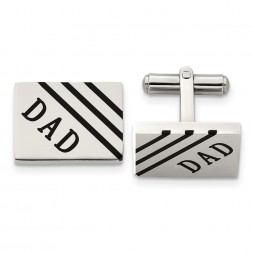 Stainless Steel Polished Enameled Dad Rectangle Cufflinks