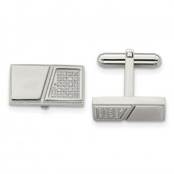 Stainless Steel Polished CZ Rectangle Cufflinks