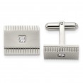 Stainless Steel Brushed Polished and Textured CZ Square Cufflinks