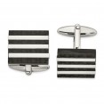 Stainless Steel Brushed and Polished Solid Carbon Fiber Square Cufflinks